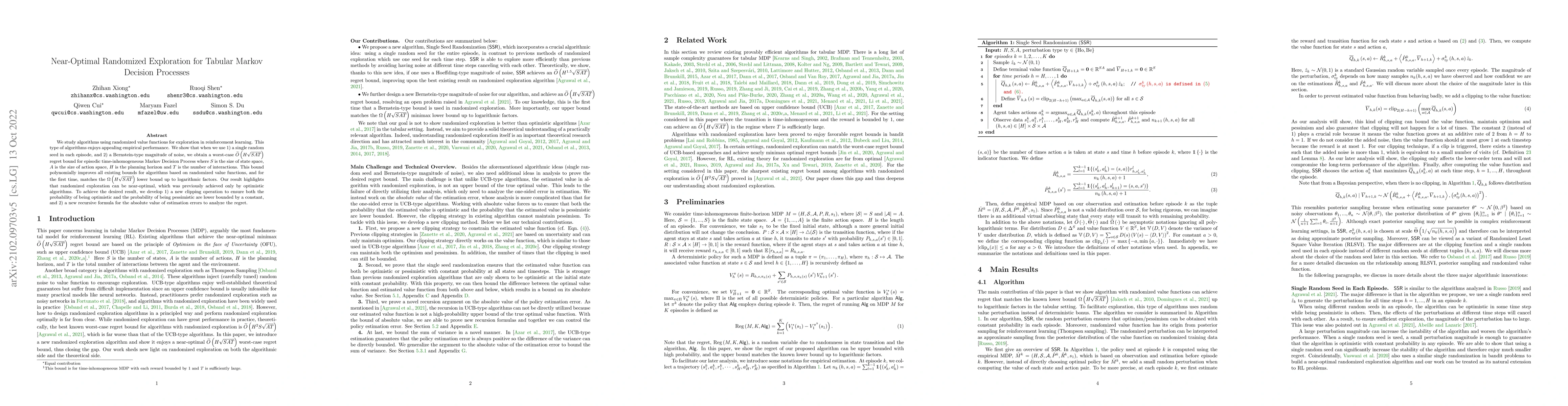 Thumbnail for Near-Optimal Randomized Exploration for Tabular Markov Decision
  Processes
