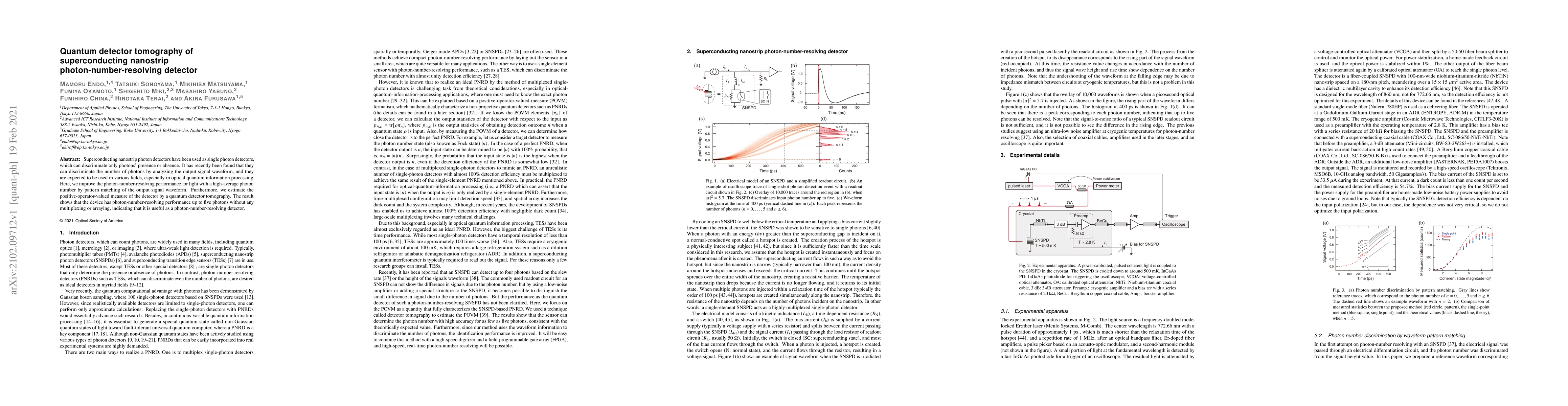 Thumbnail for Quantum detector tomography of superconducting nanostrip
  photon-number-resolving detector