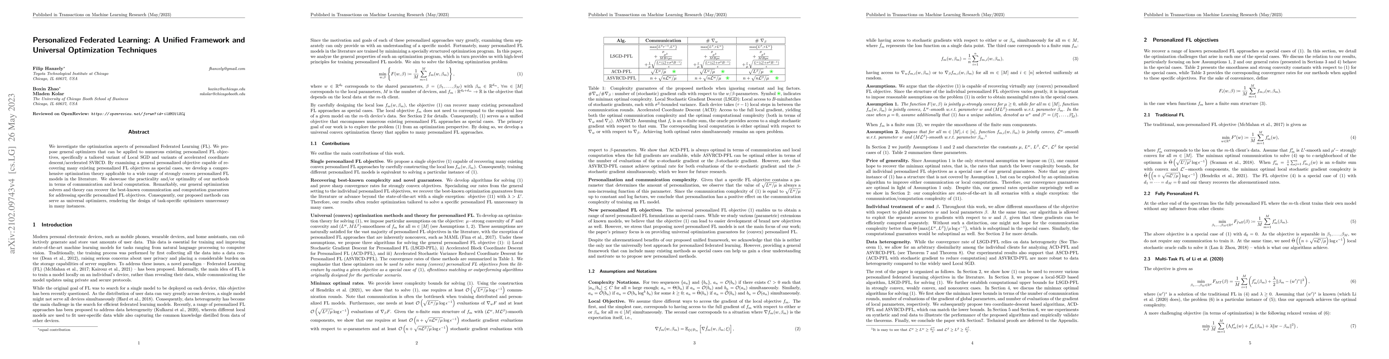 Thumbnail for Personalized Federated Learning: A Unified Framework and Universal
  Optimization Techniques