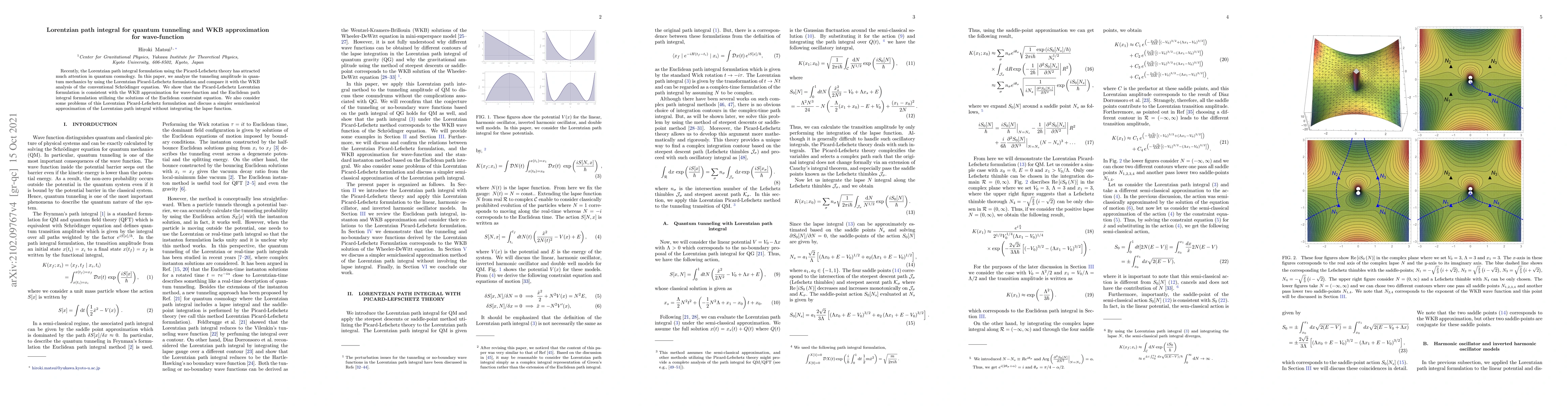 Thumbnail for Lorentzian path integral for quantum tunneling and WKB approximation for
  wave-function