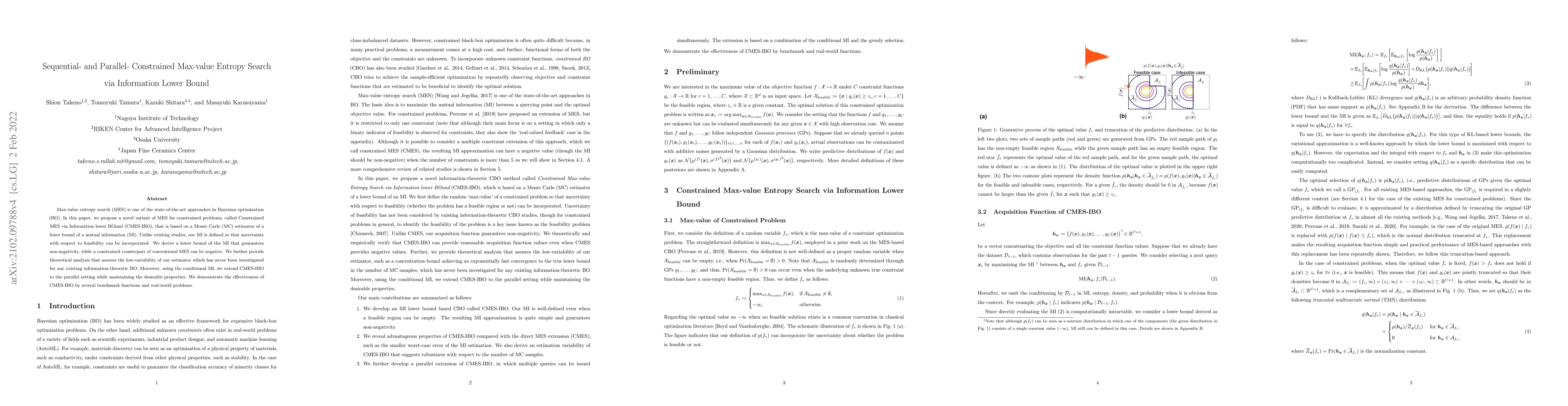 Thumbnail for Sequential- and Parallel- Constrained Max-value Entropy Search via
  Information Lower Bound