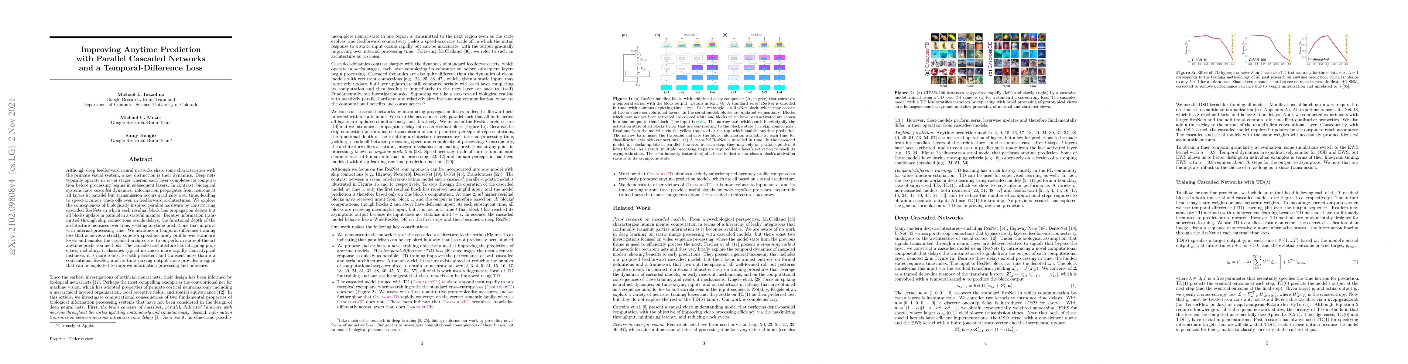 Thumbnail for Improving Anytime Prediction with Parallel Cascaded Networks and a
  Temporal-Difference Loss
