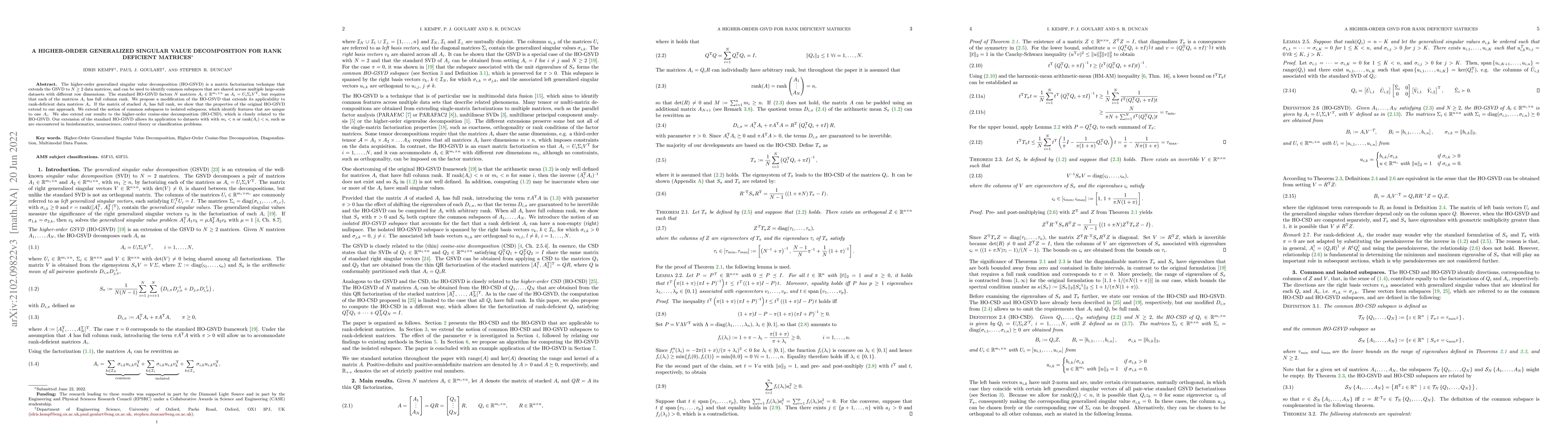 Thumbnail for A Higher-Order Generalized Singular Value Decomposition for Rank
  Deficient Matrices