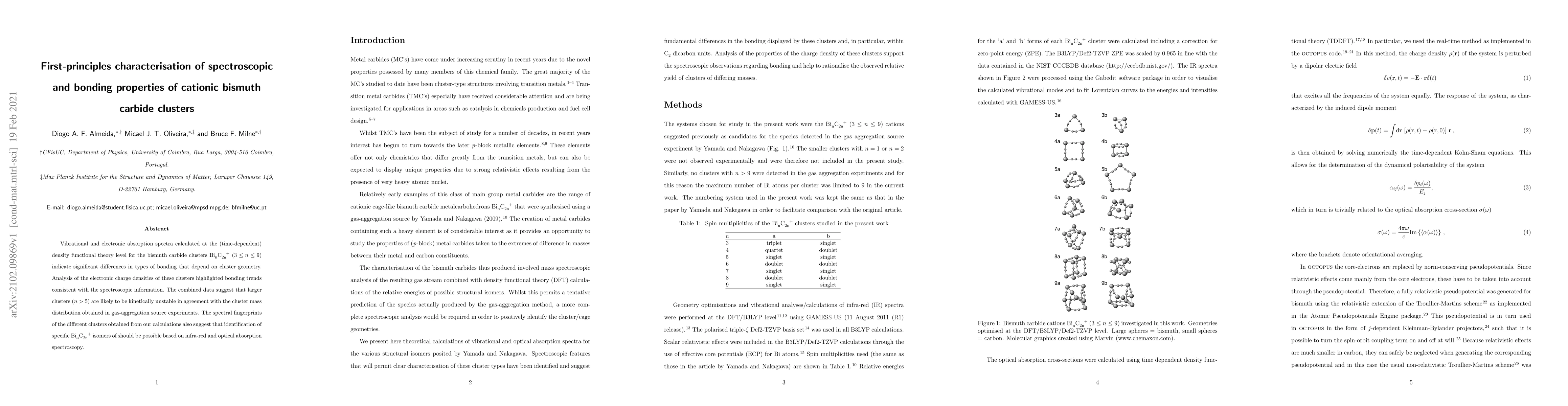 Thumbnail for First-principles characterisation of spectroscopic and bonding
  properties of cationic bismuth carbide clusters