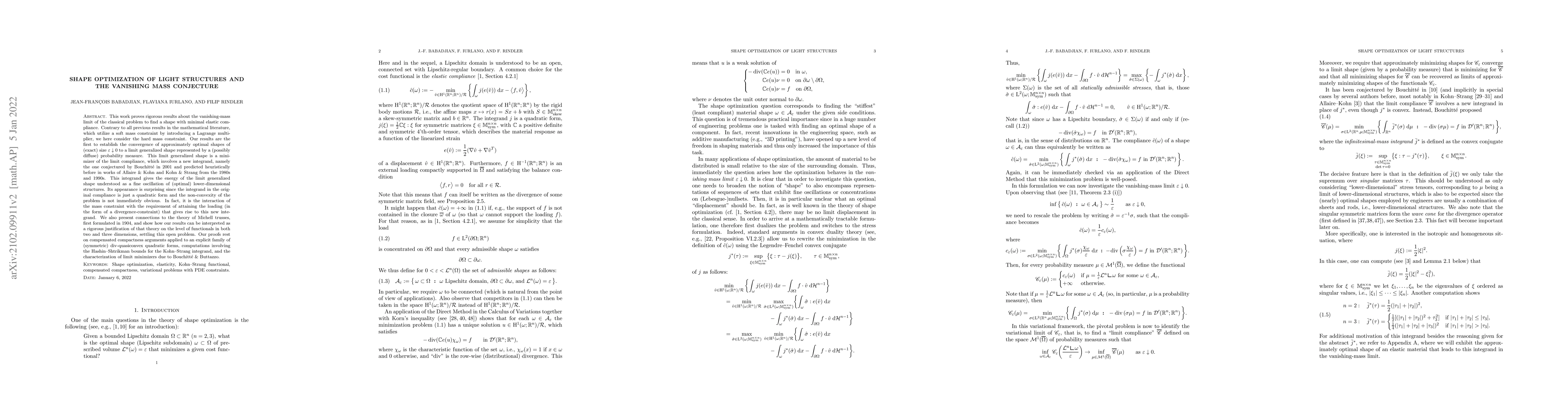 Thumbnail for Shape optimization of light structures and the vanishing mass conjecture