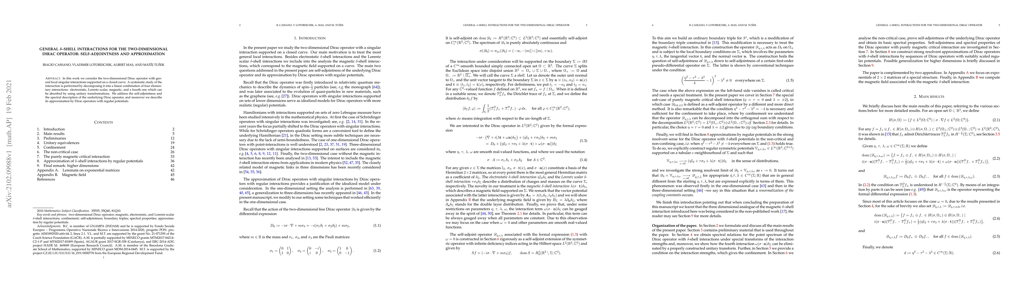 Thumbnail for General $\delta$-shell interactions for the two-dimensional Dirac
  operator: self-adjointness and approximation