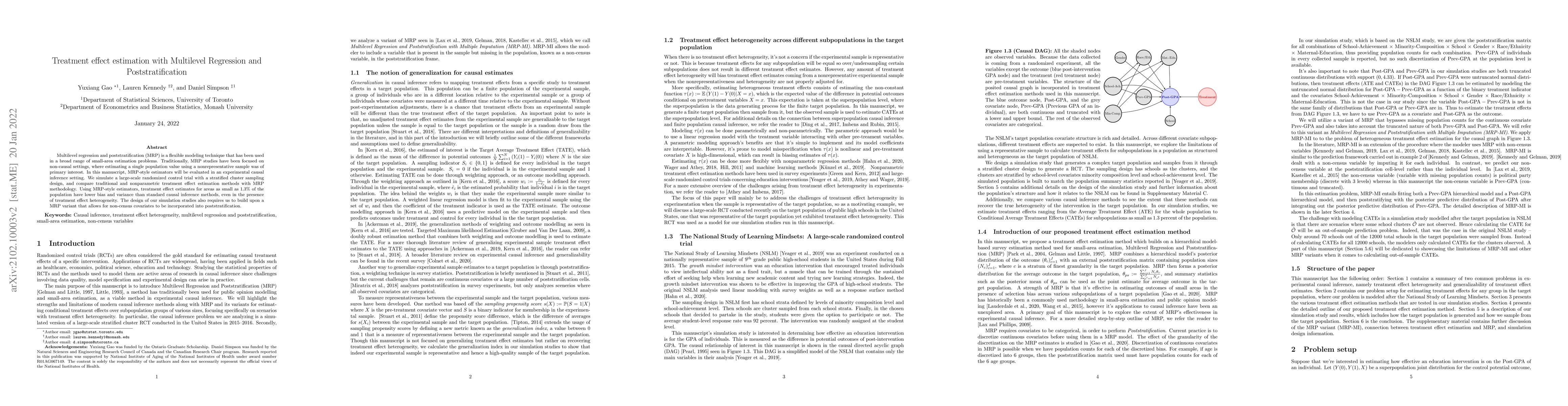 Thumbnail for Treatment effect estimation with Multilevel Regression and
  Poststratification