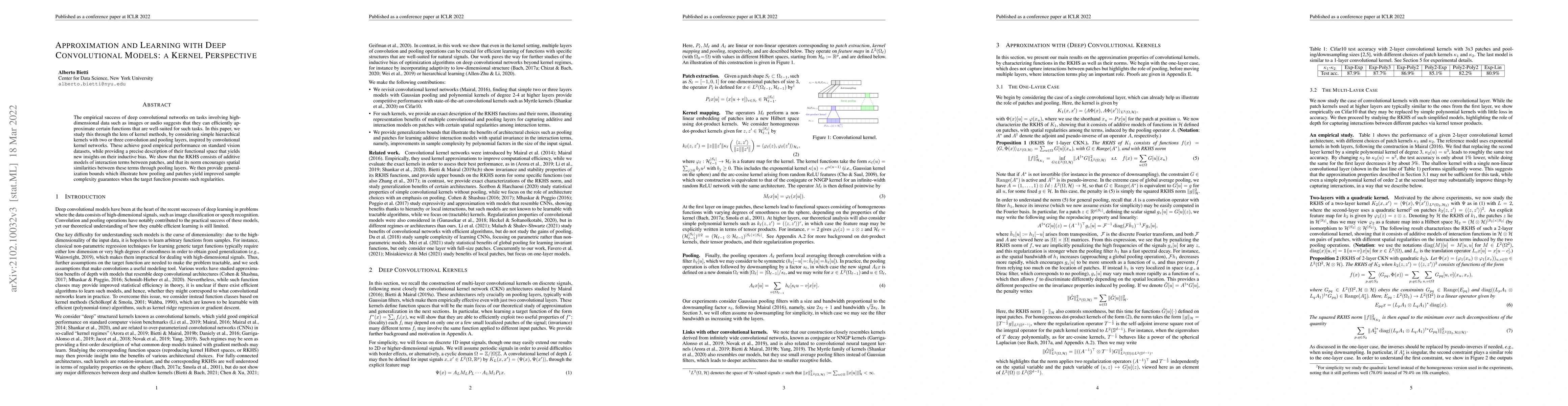 Thumbnail for Approximation and Learning with Deep Convolutional Models: a Kernel
  Perspective