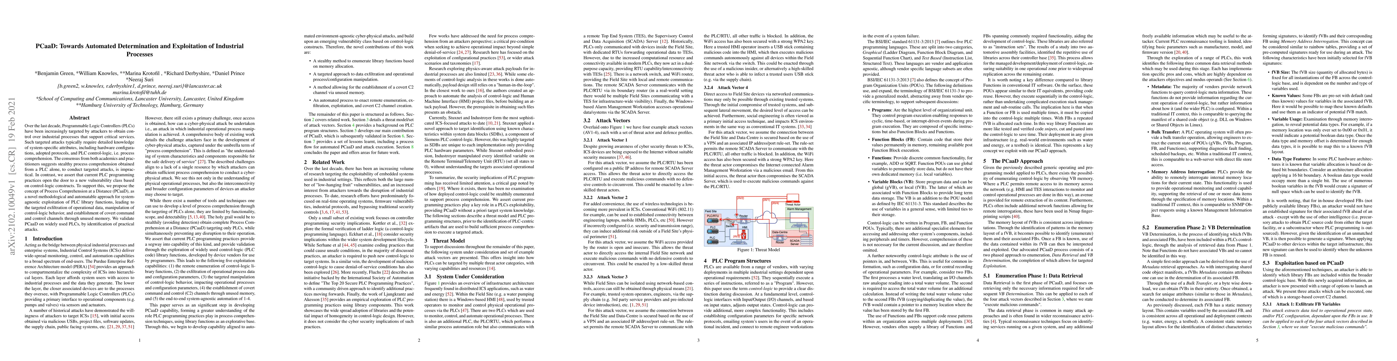 Thumbnail for PCaaD: Towards Automated Determination and Exploitation of Industrial
  Processes
