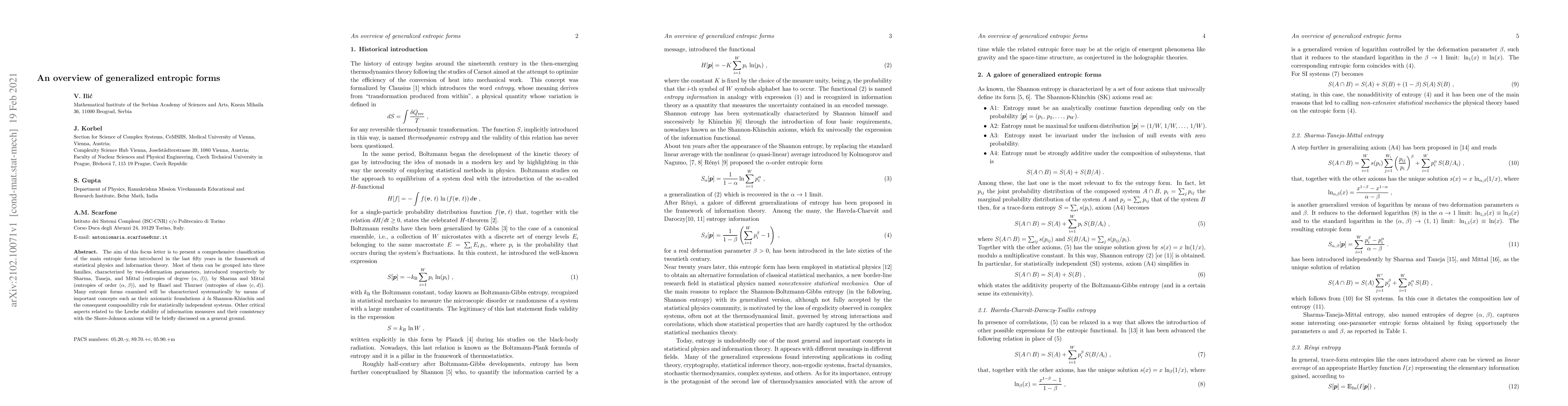 Thumbnail for An overview of generalized entropic forms