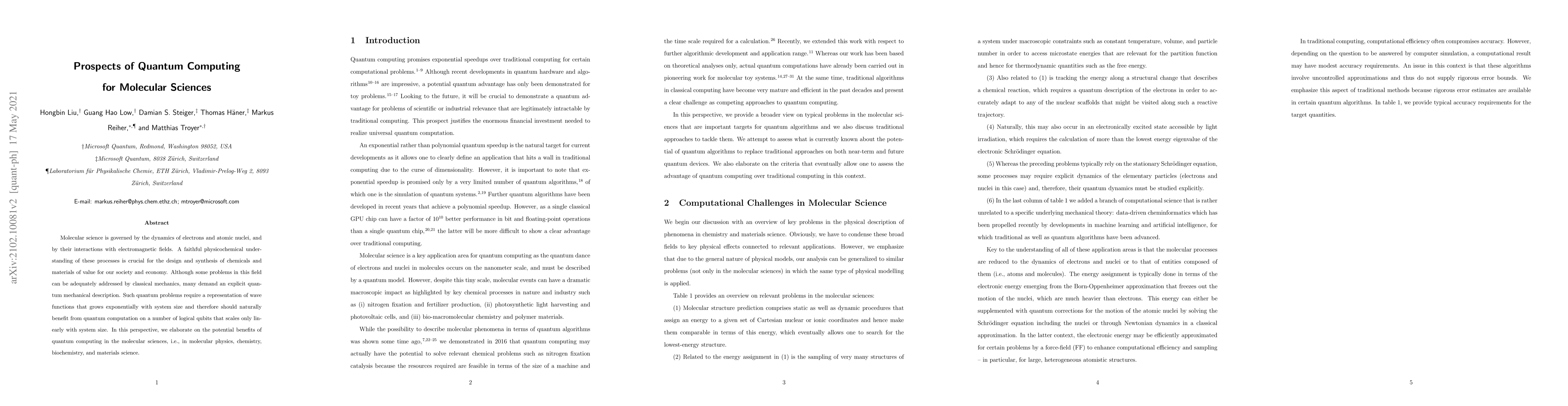 Thumbnail for Prospects of Quantum Computing for Molecular Sciences