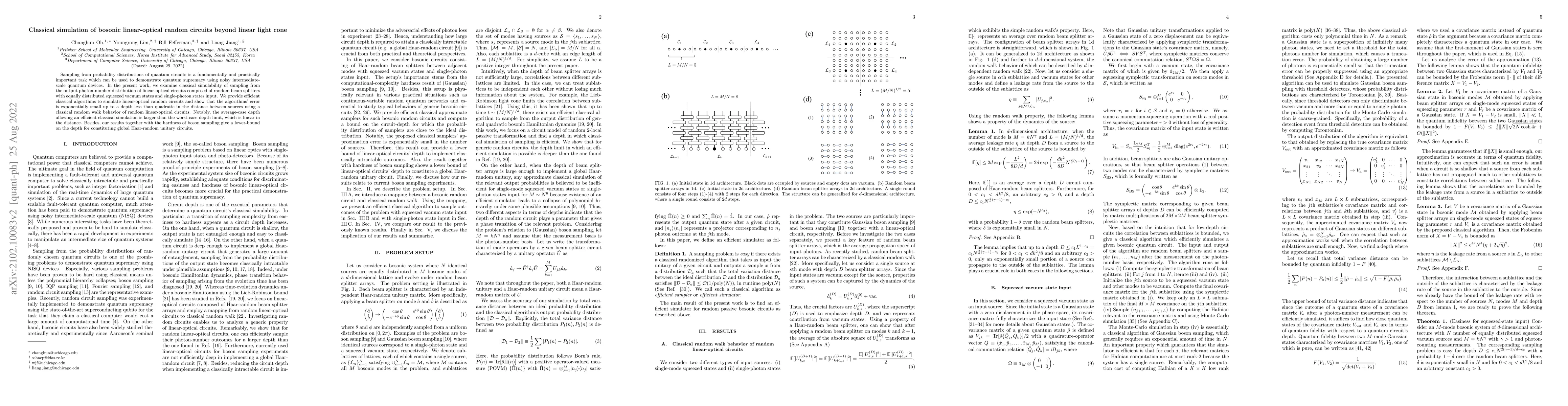 Thumbnail for Classical simulation of bosonic linear-optical random circuits beyond
  linear light cone
