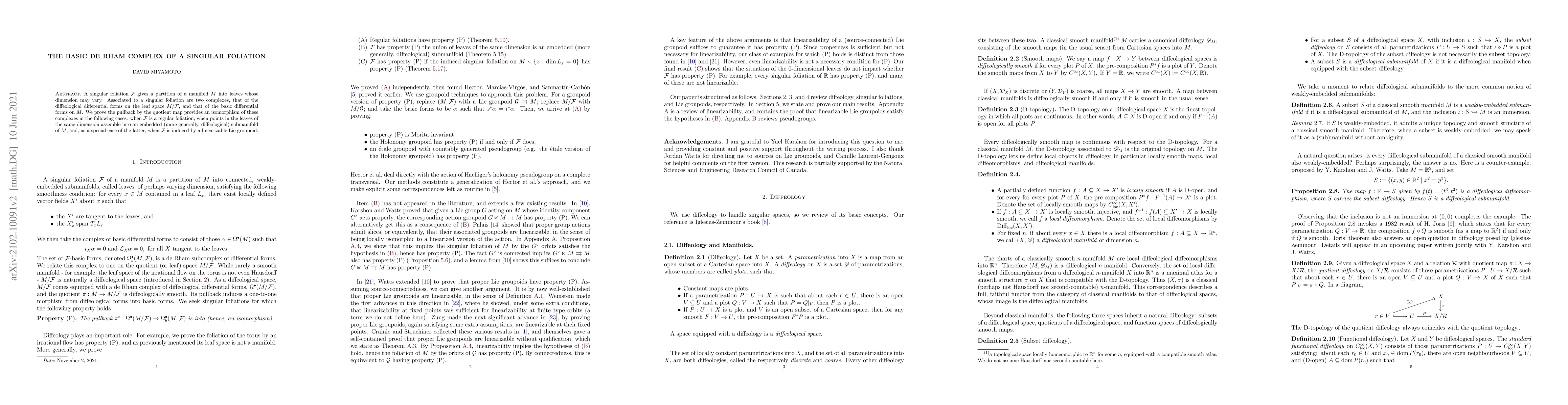 Thumbnail for The Basic de Rham Complex of a Singular Foliation