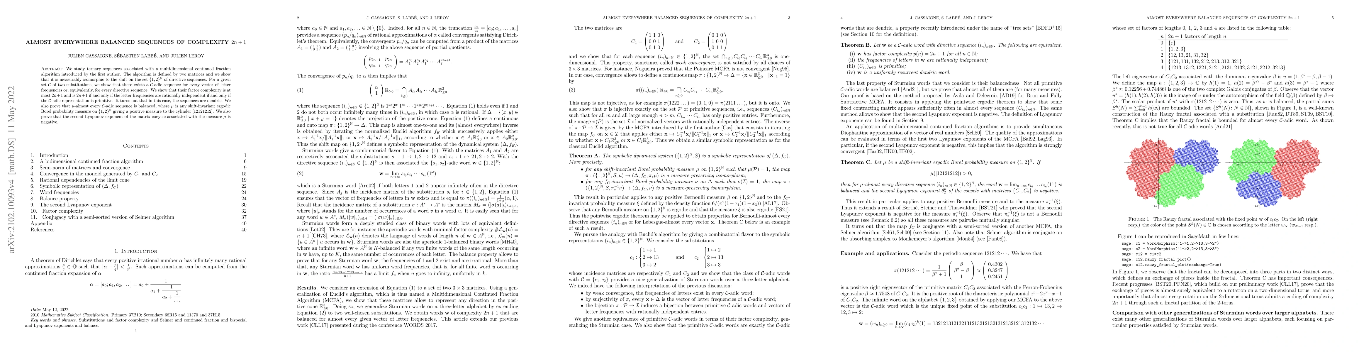 Thumbnail for Almost everywhere balanced sequences of complexity $2n+1$