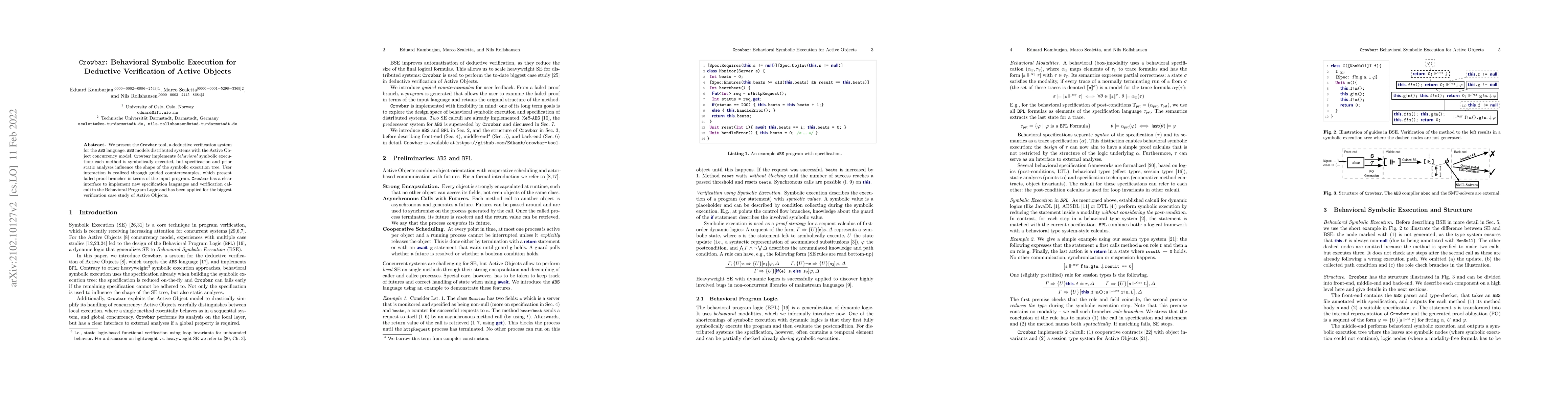 Thumbnail for Crowbar: Behavioral Symbolic Execution for Deductive Verification of
  Active Objects