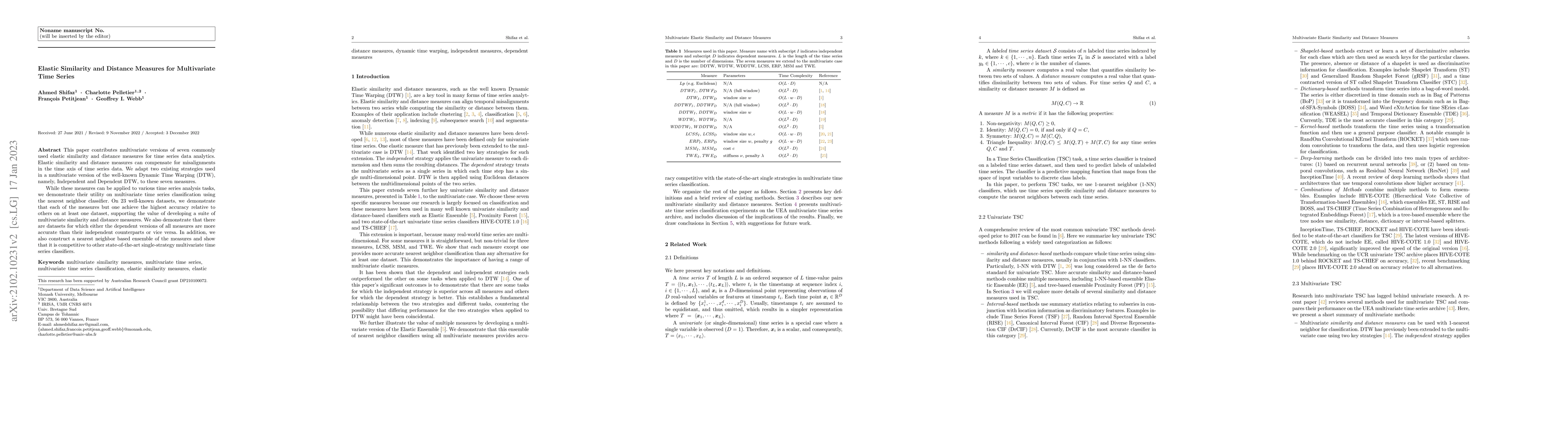 Thumbnail for Elastic Similarity and Distance Measures for Multivariate Time Series
