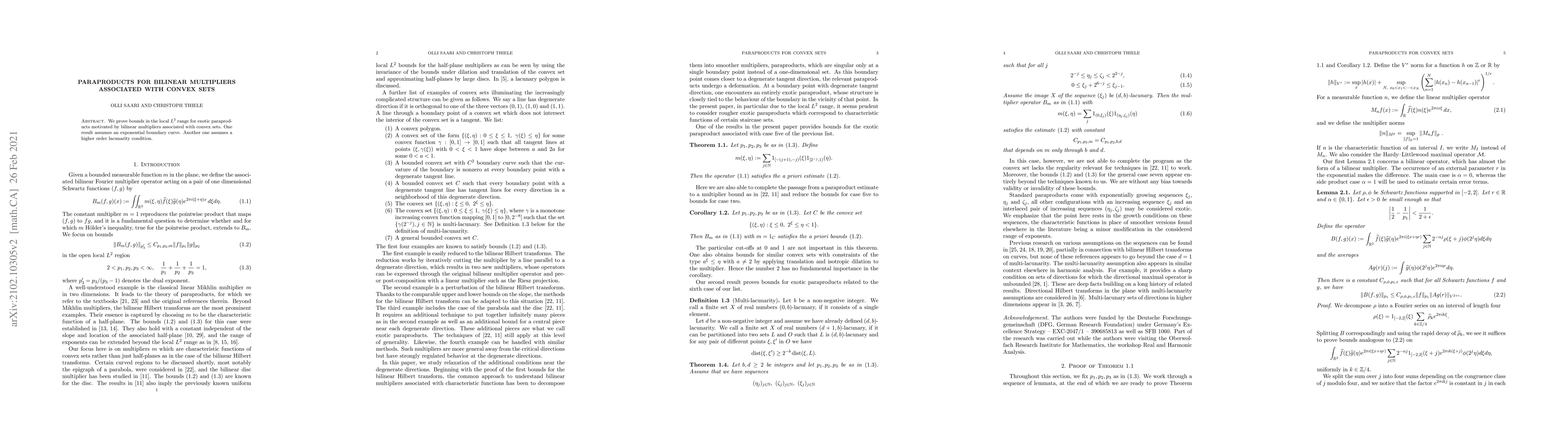 Thumbnail for Paraproducts for bilinear multipliers associated with convex sets