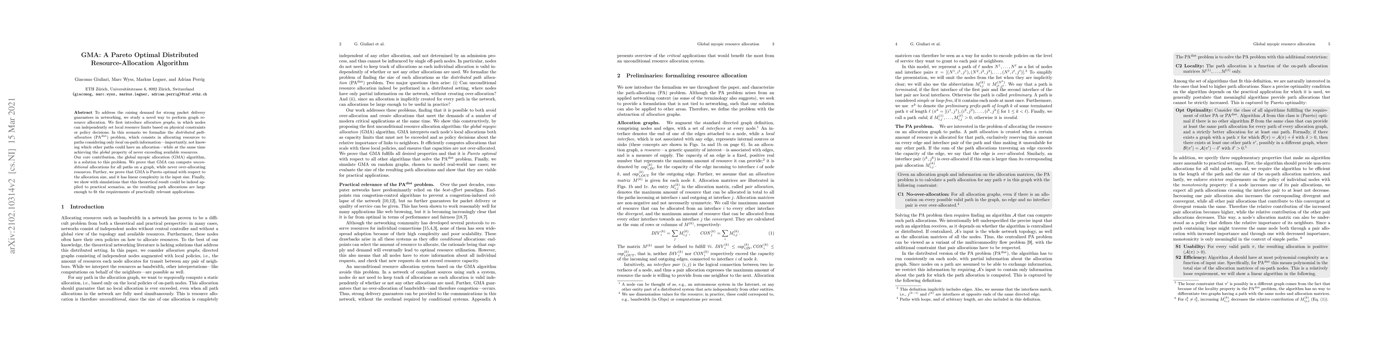 Thumbnail for GMA: A Pareto Optimal Distributed Resource-Allocation Algorithm