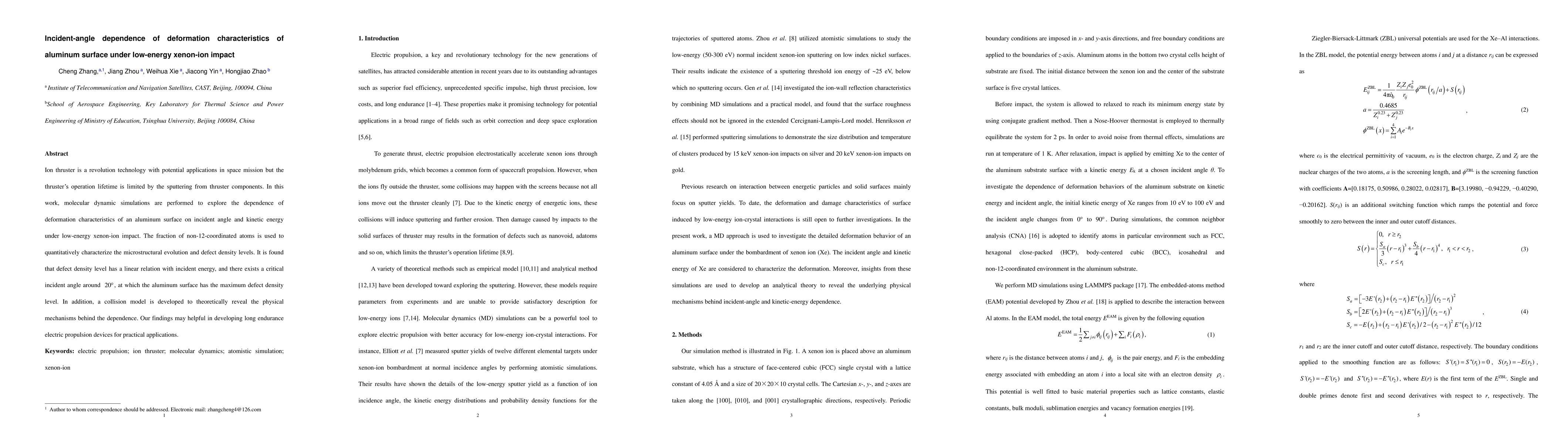 Thumbnail for Incident-angle dependence of deformation characteristics of aluminum
  surface under low-energy xenon-ion impact