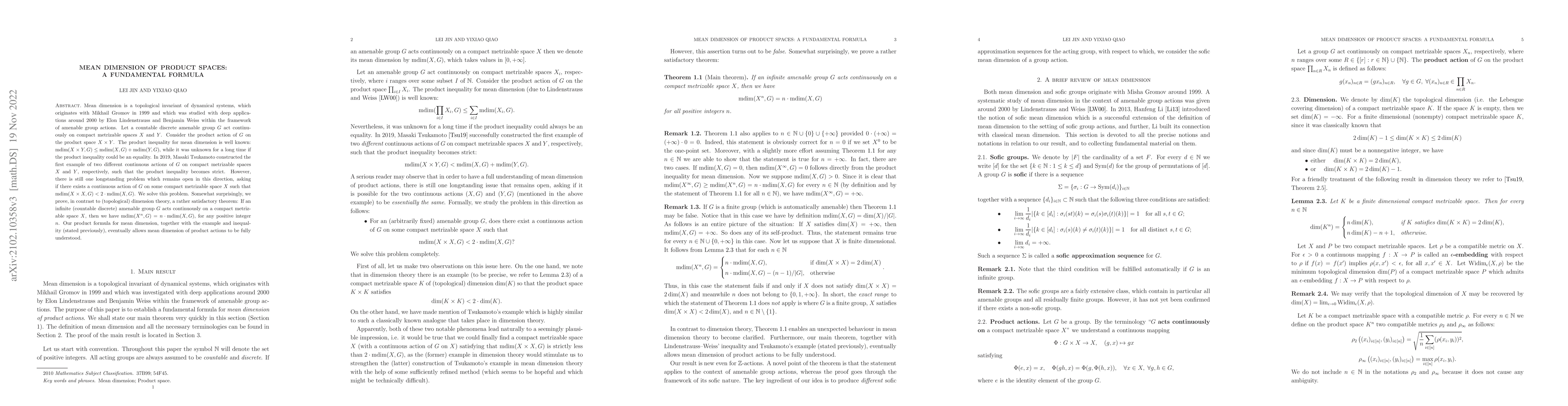 Thumbnail for Mean dimension of product spaces: a fundamental formula