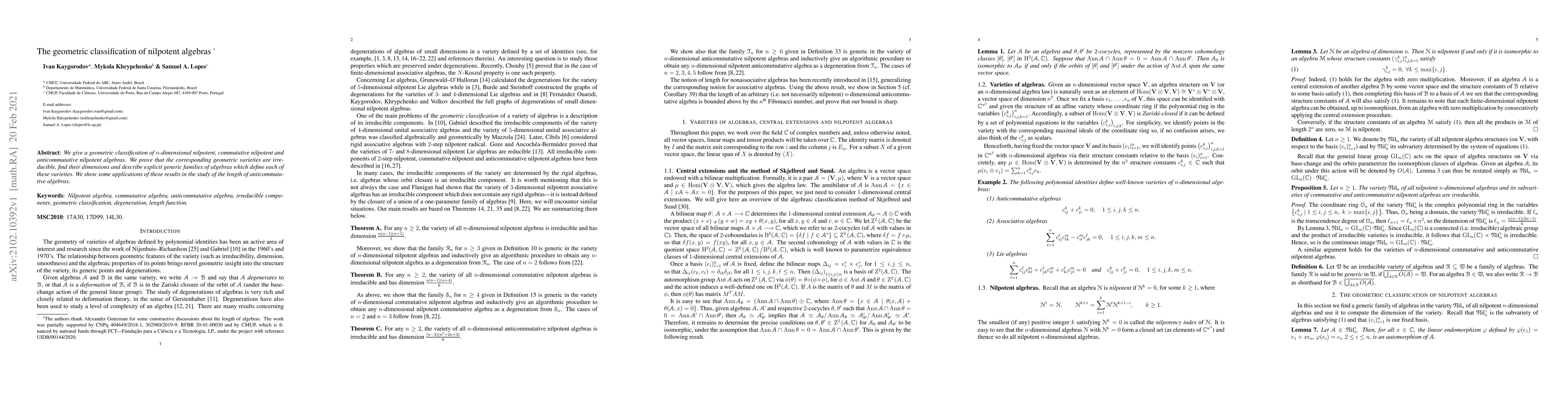 Thumbnail for The geometric classification of nilpotent algebras