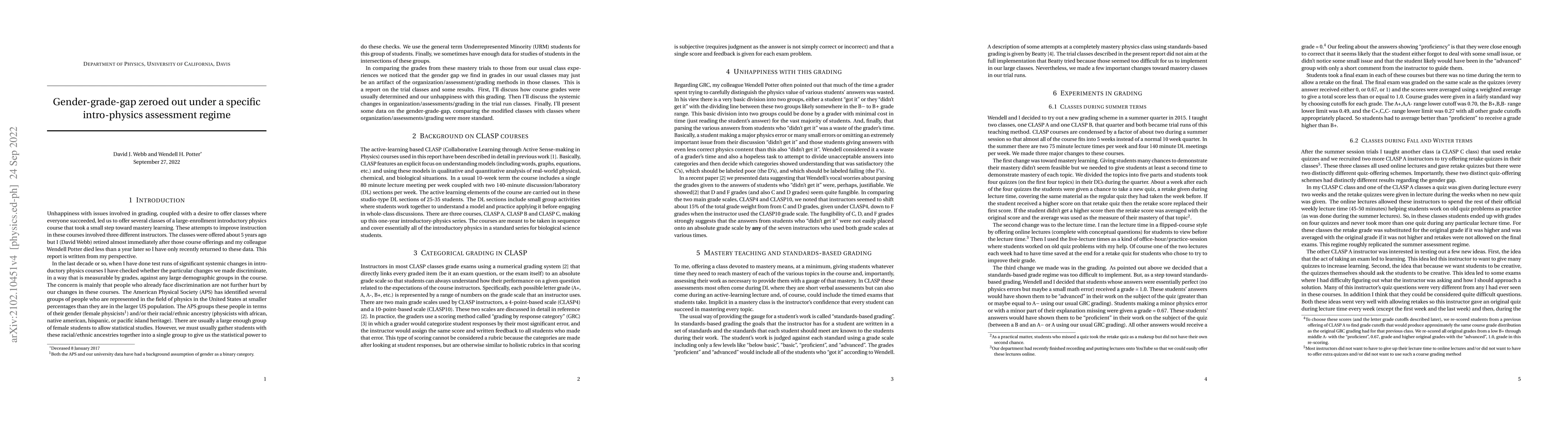 Thumbnail for Gender-grade-gap zeroed out under a specific intro-physics assessment
  regime