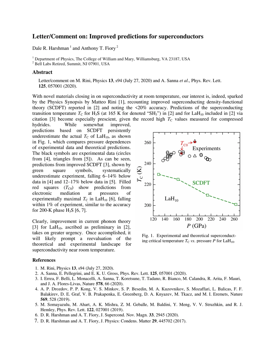 Thumbnail for Letter/Comment on: Improved predictions for superconductors