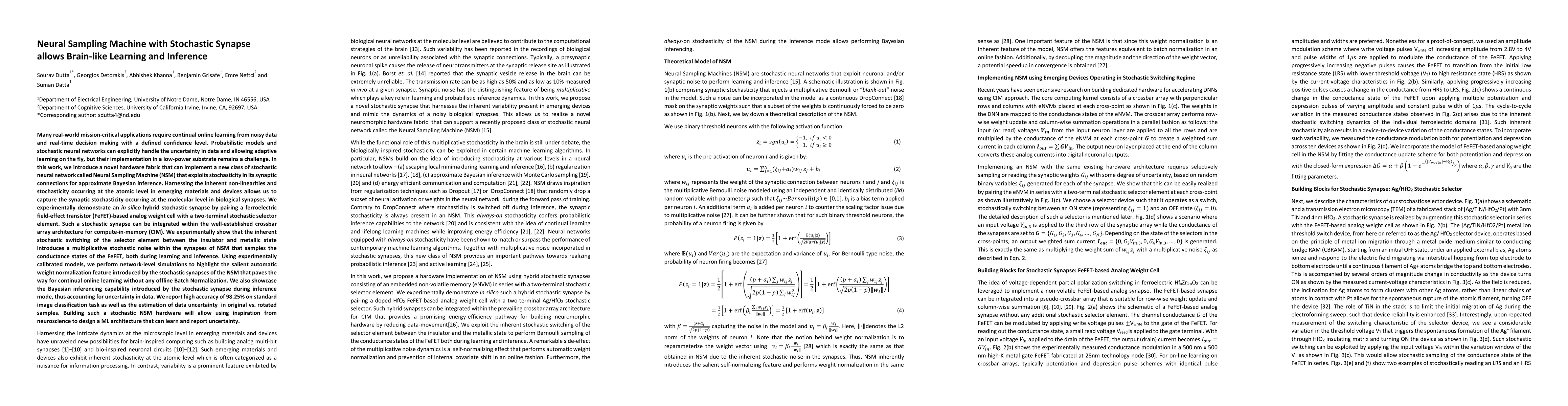 Thumbnail for Neural Sampling Machine with Stochastic Synapse allows Brain-like
  Learning and Inference