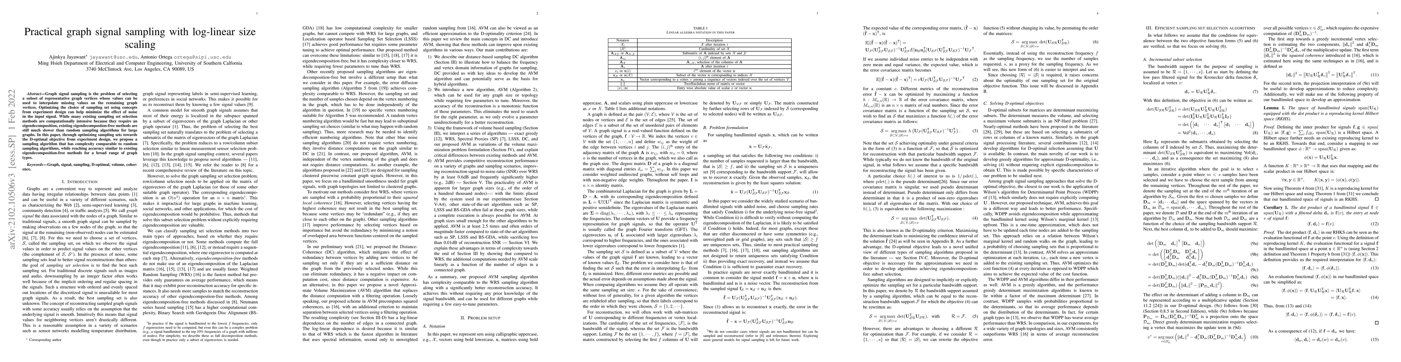 Thumbnail for Practical graph signal sampling with log-linear size scaling