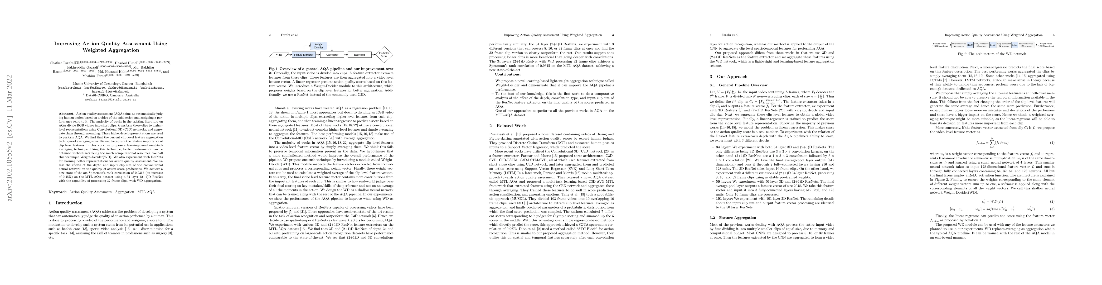 Thumbnail for Improving Action Quality Assessment using Weighted Aggregation