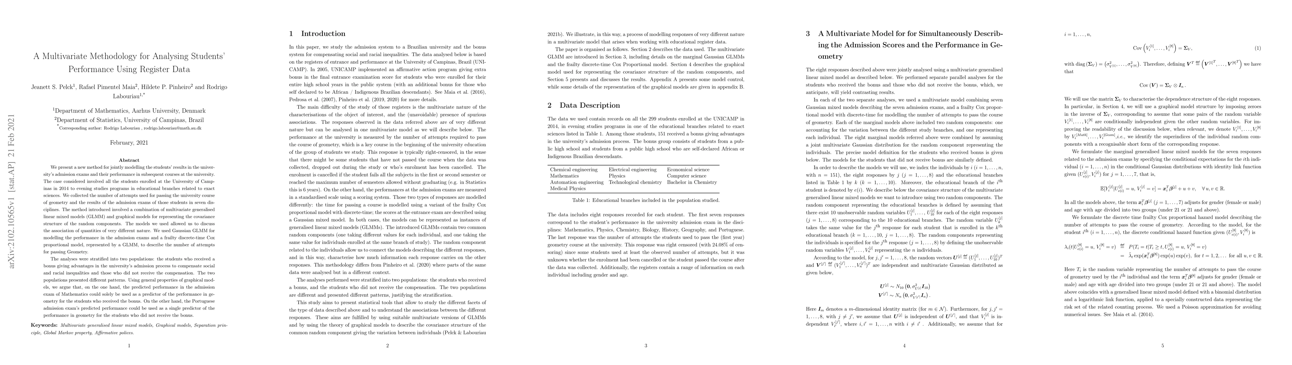 Thumbnail for A Multivariate Methodology for Analysing Students' Performance Using
  Register Data