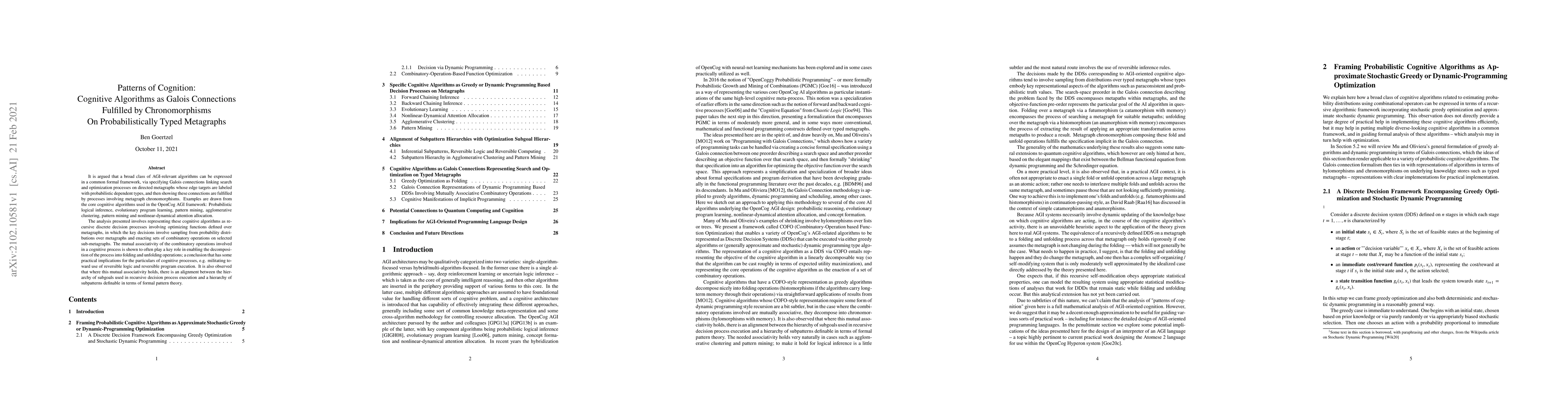 Thumbnail for Patterns of Cognition: Cognitive Algorithms as Galois Connections
  Fulfilled by Chronomorphisms On Probabilistically Typed Metagraphs