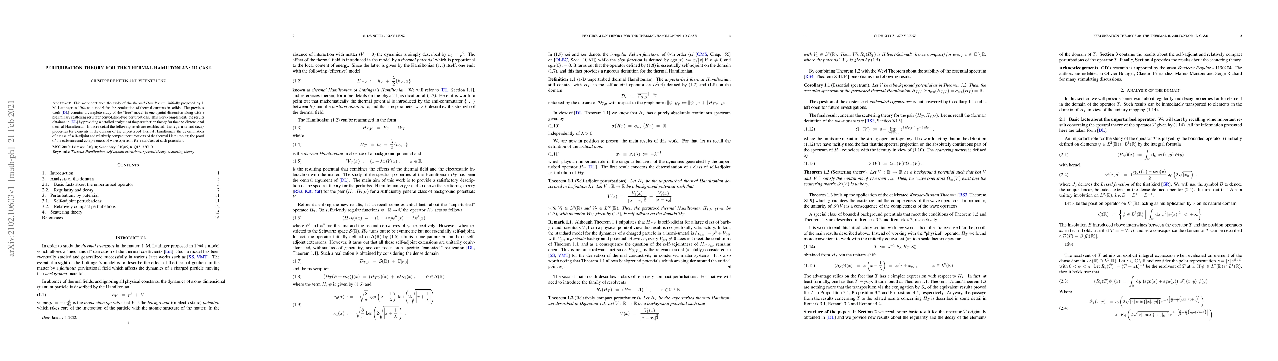 Thumbnail for Perturbation Theory for the Thermal Hamiltonian: 1D Case