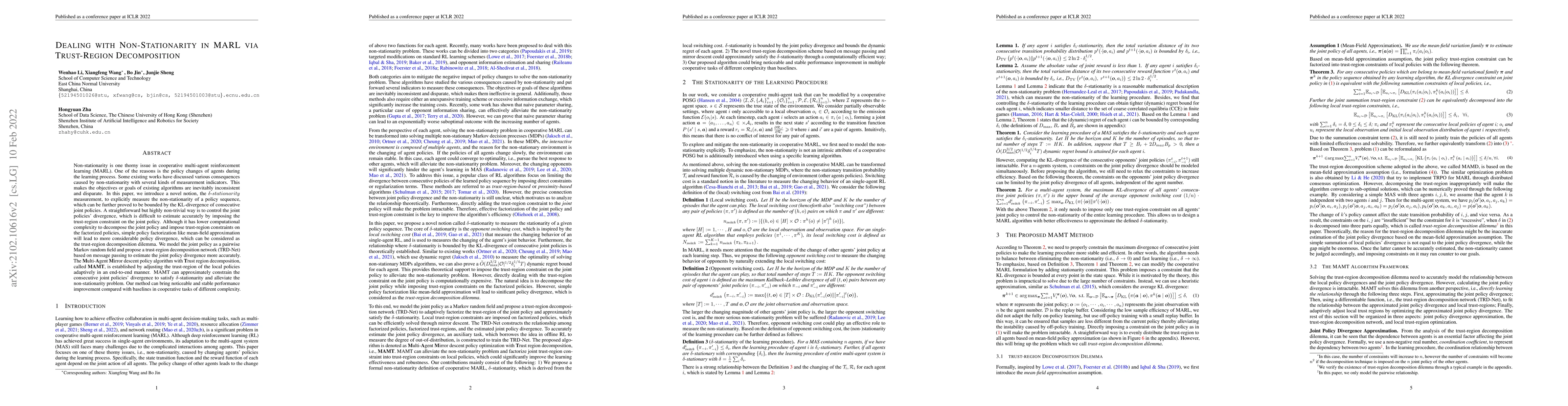 Thumbnail for Dealing with Non-Stationarity in MARL via Trust-Region Decomposition