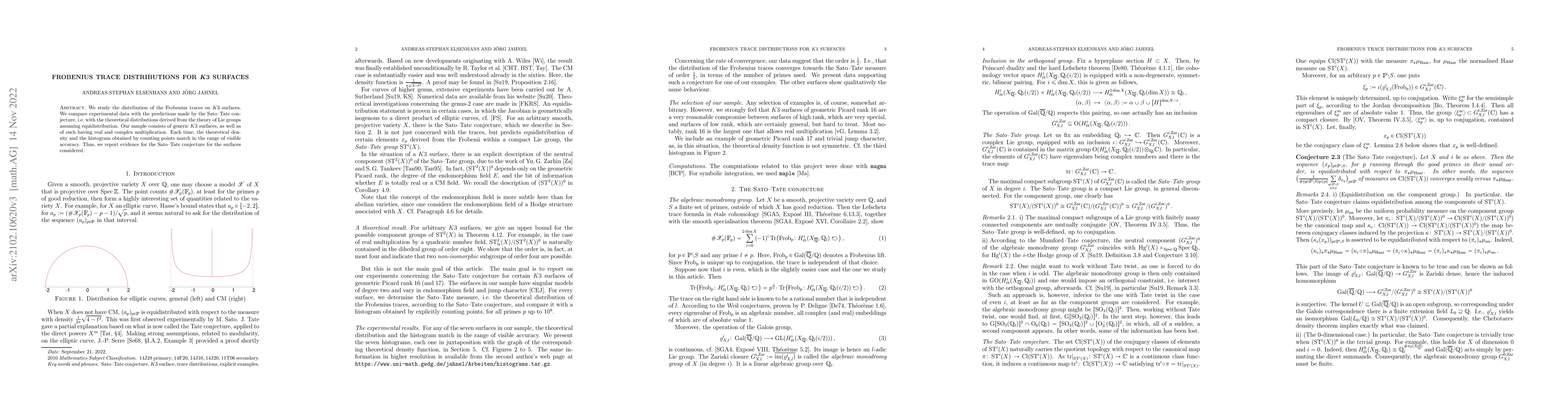 Thumbnail for Frobenius trace distributions for K3 surfaces