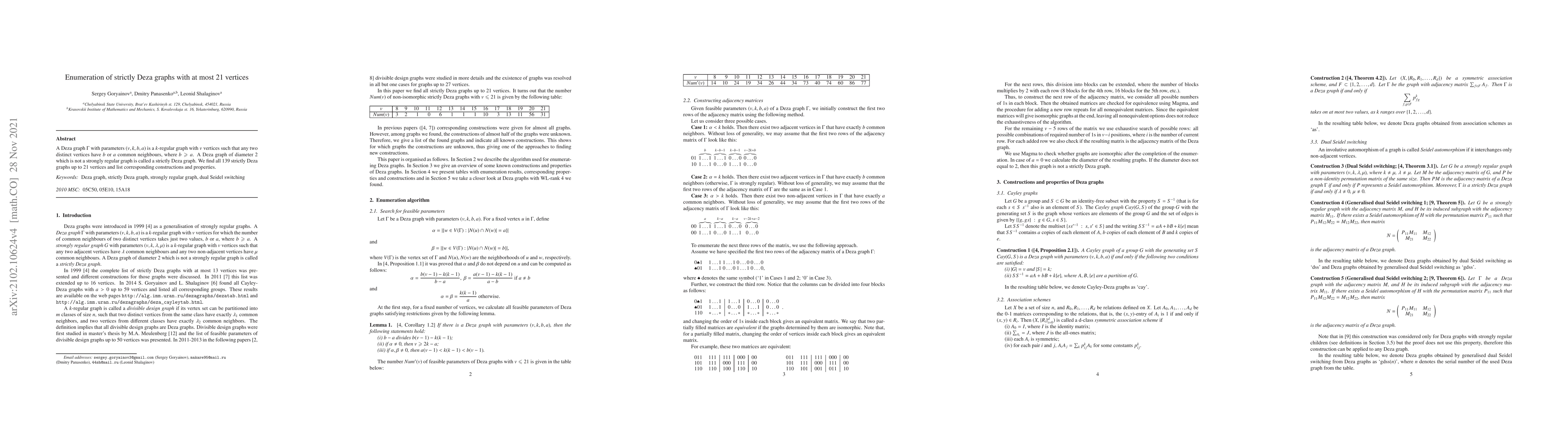 Thumbnail for Enumeration of strictly Deza graphs with at most 21 vertices