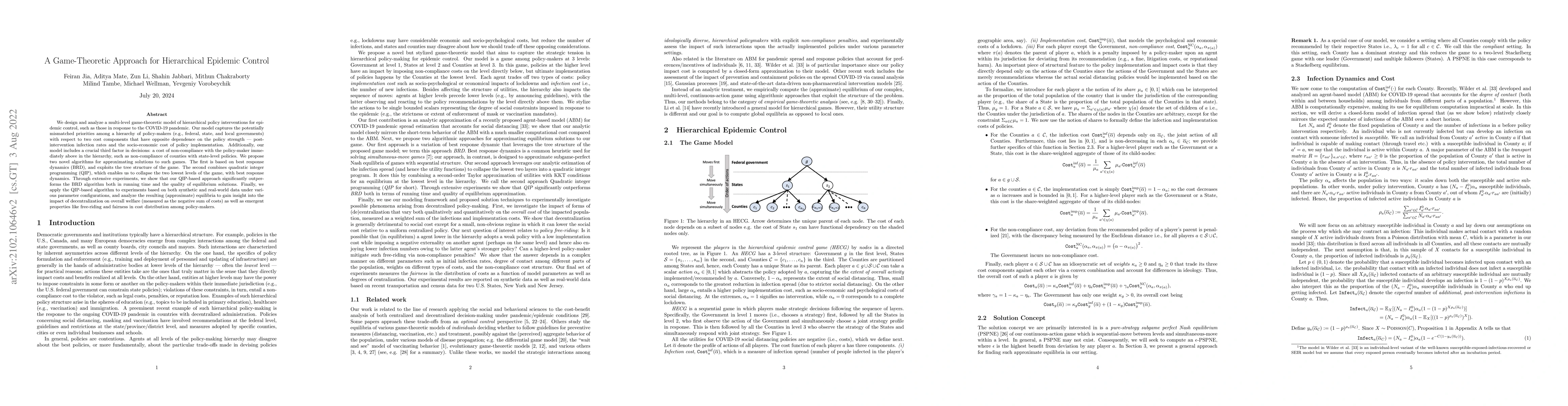 Thumbnail for A Game-Theoretic Approach for Hierarchical Epidemic Control