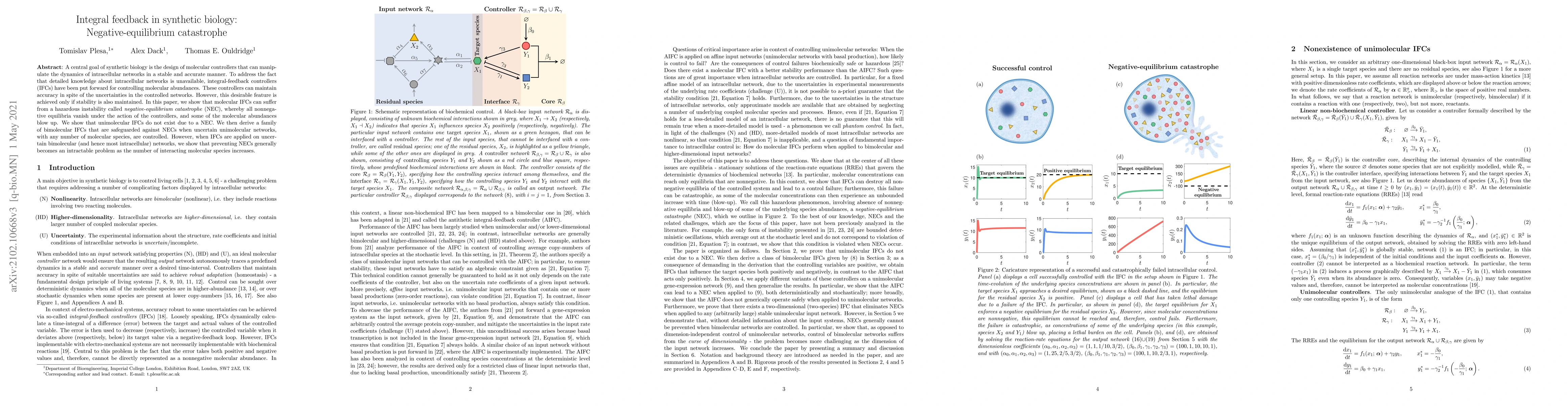 Thumbnail for Integral feedback in synthetic biology: Negative-equilibrium catastrophe
