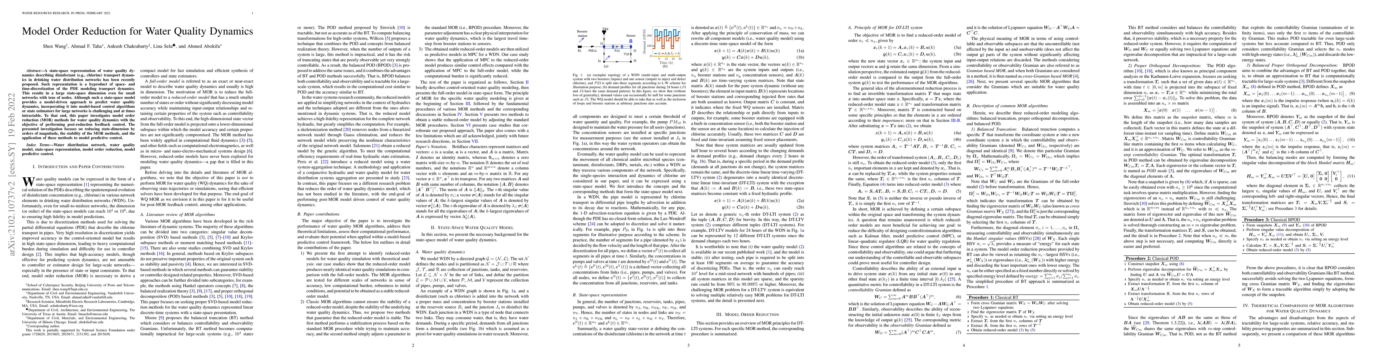 Thumbnail for Model Order Reduction for Water Quality Dynamics