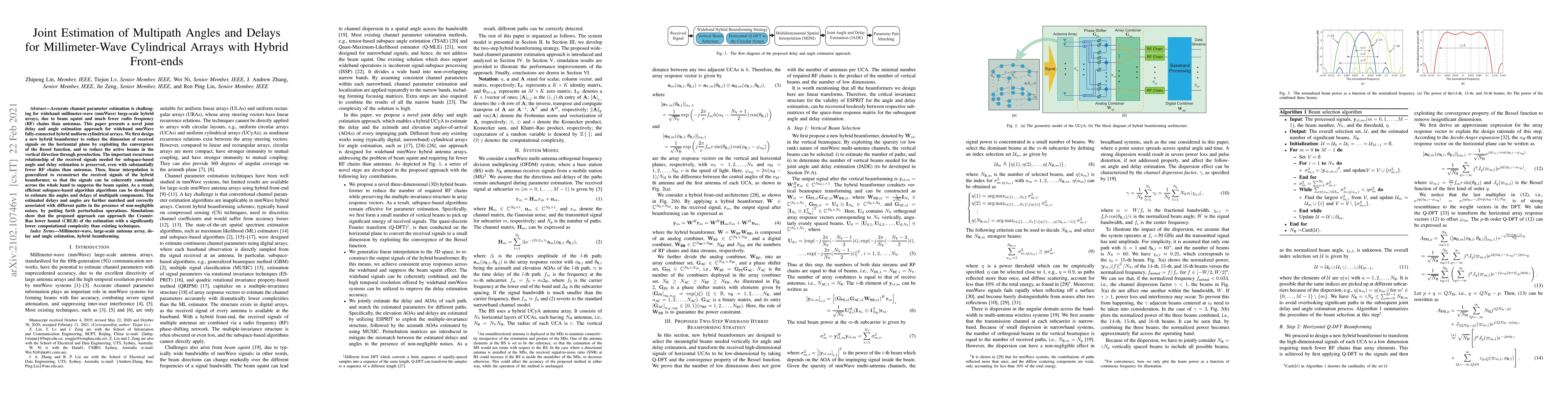 Thumbnail for Joint Estimation of Multipath Angles and Delays for Millimeter-Wave
  Cylindrical Arrays with Hybrid Front-ends
