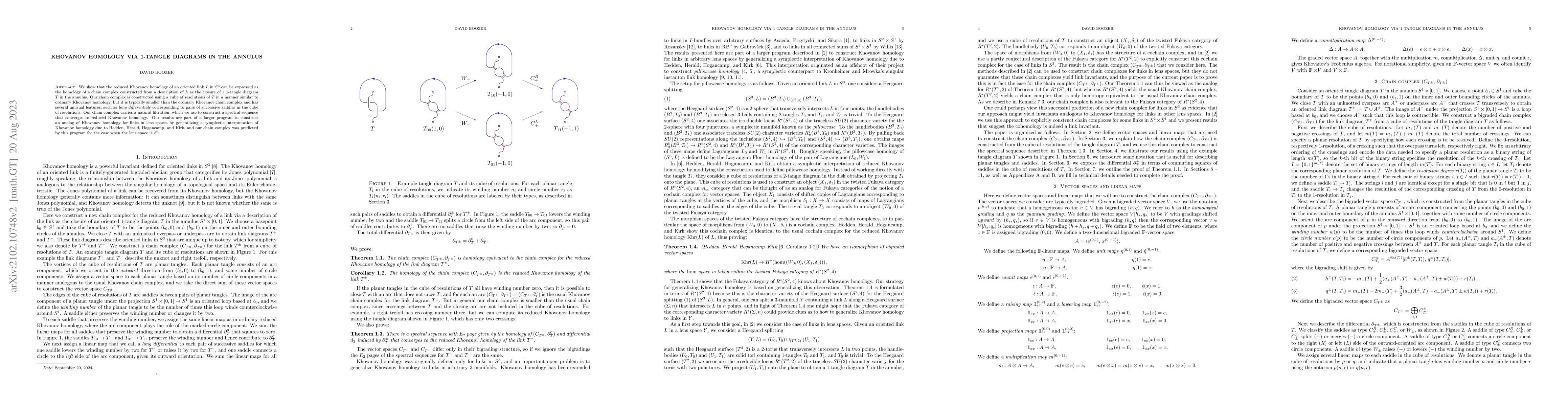 Thumbnail for Khovanov homology via 1-tangle diagrams in the annulus