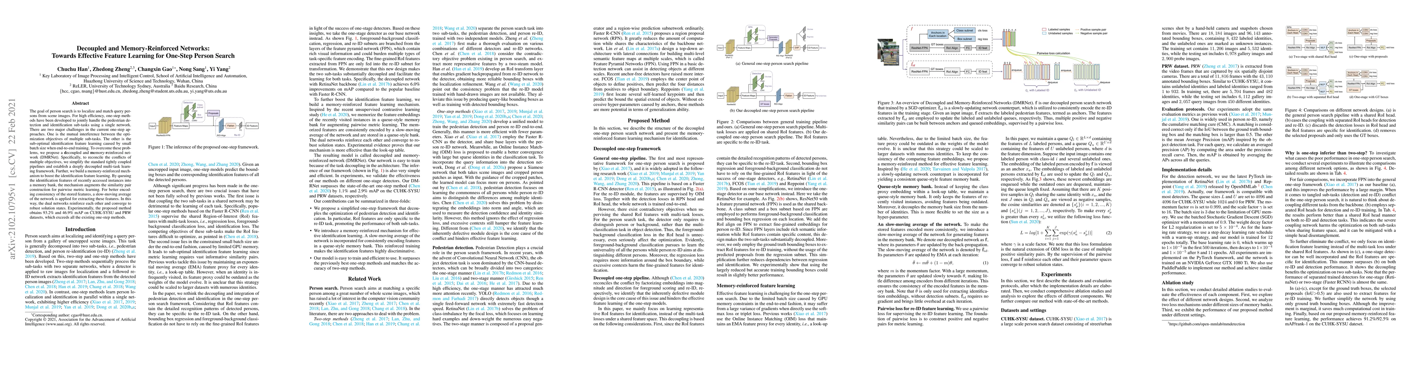 Thumbnail for Decoupled and Memory-Reinforced Networks: Towards Effective Feature
  Learning for One-Step Person Search