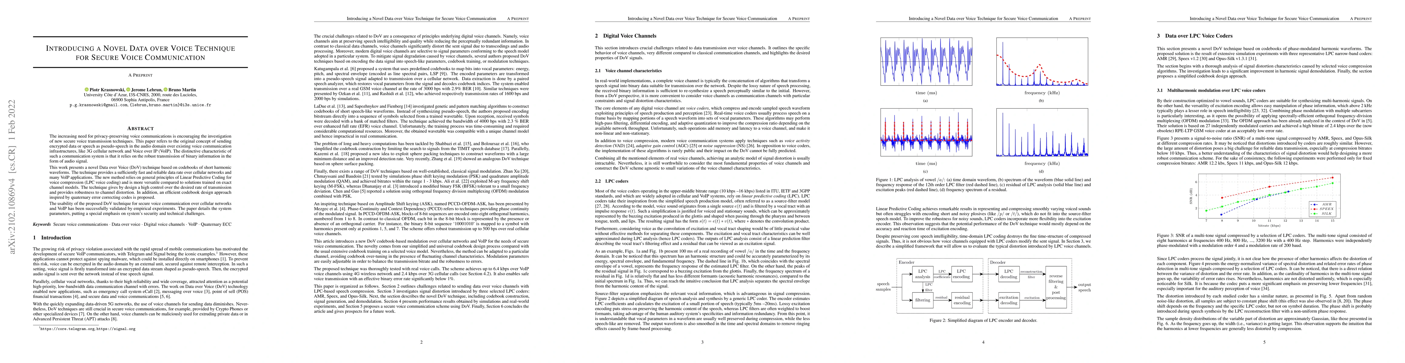 Thumbnail for Introducing a Novel Data over Voice Technique for Secure Voice
  Communication