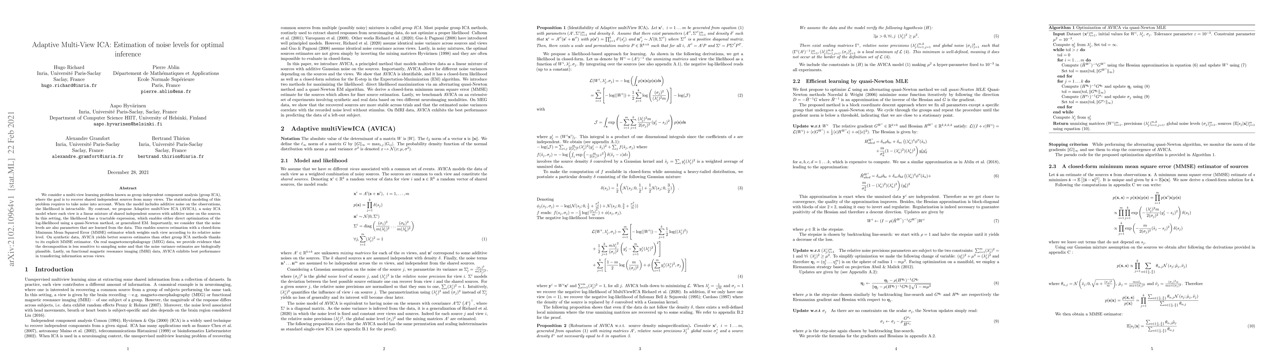 Thumbnail for Adaptive Multi-View ICA: Estimation of noise levels for optimal
  inference