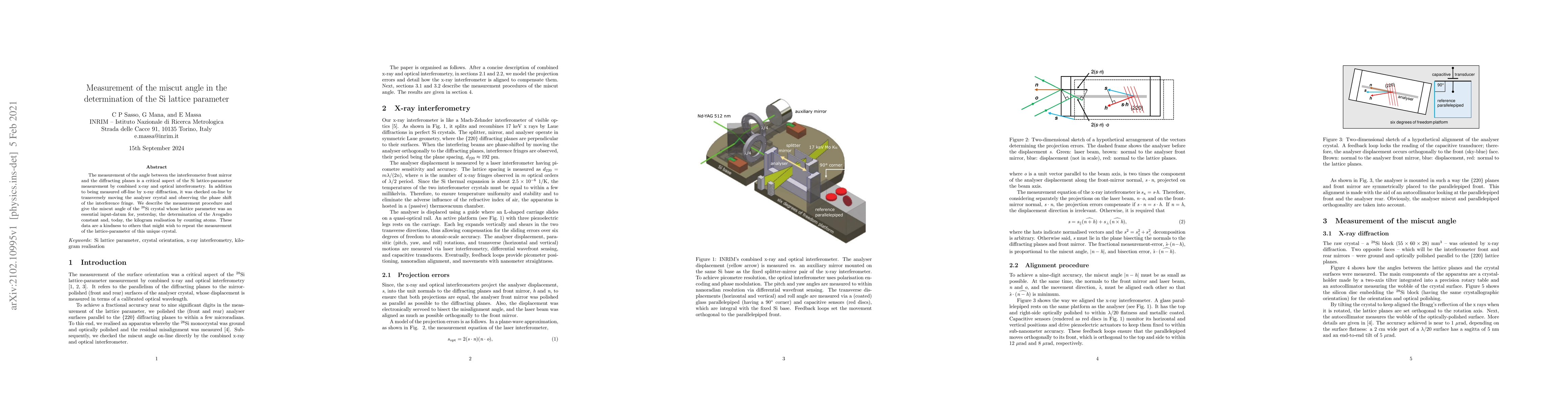 Thumbnail for Measurement of the miscut angle in the determination of the Si lattice
  parameter