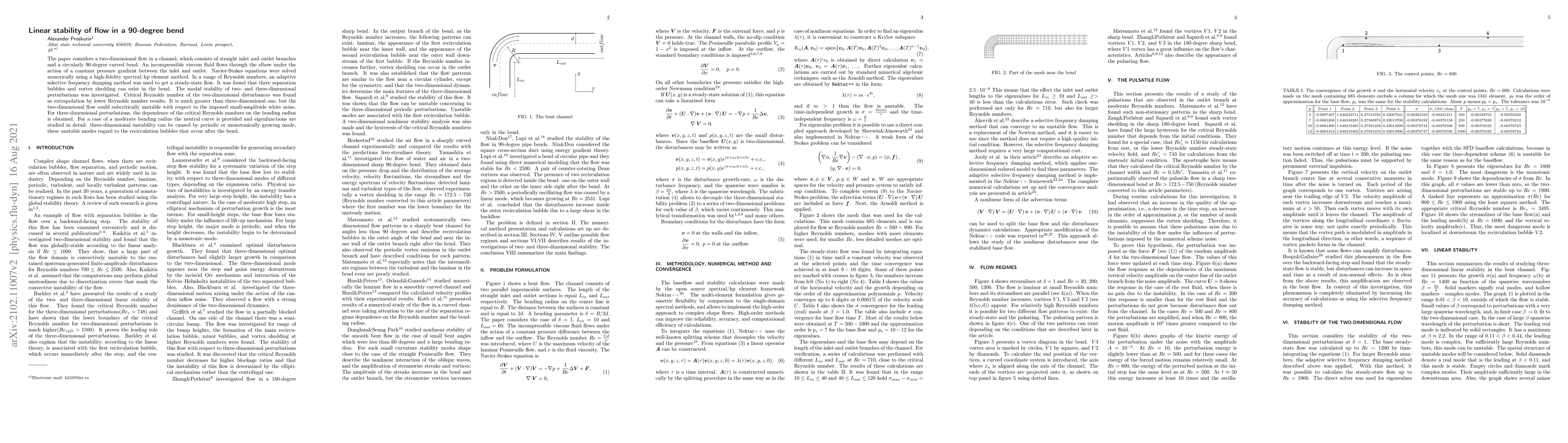 Thumbnail for Linear stability of flow in a 90-degree bend