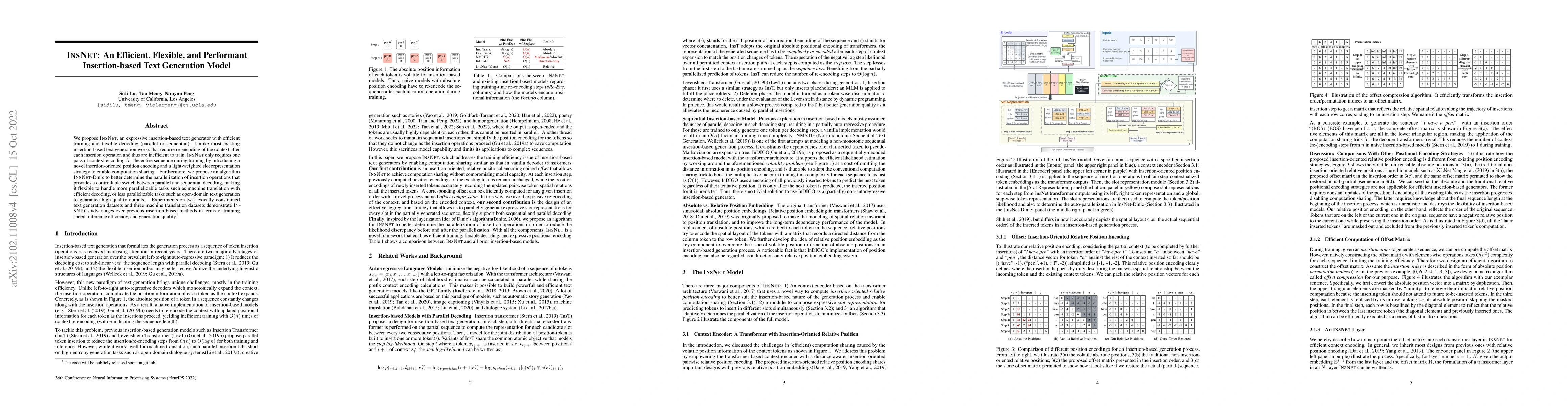 Thumbnail for InsNet: An Efficient, Flexible, and Performant Insertion-based Text
  Generation Model