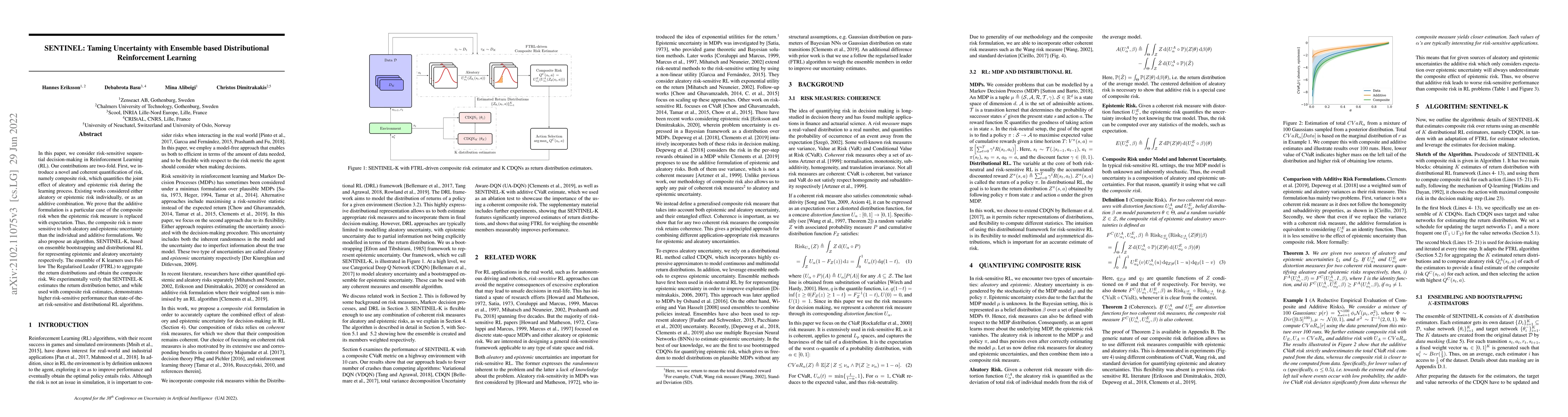 Thumbnail for SENTINEL: Taming Uncertainty with Ensemble-based Distributional
  Reinforcement Learning