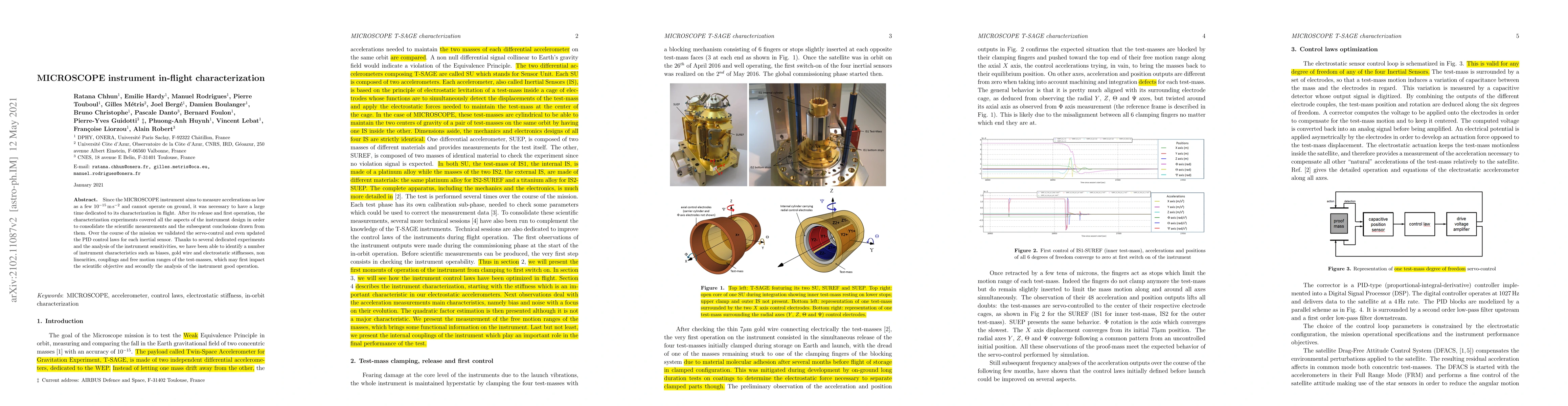Thumbnail for MICROSCOPE instrument in-flight characterization