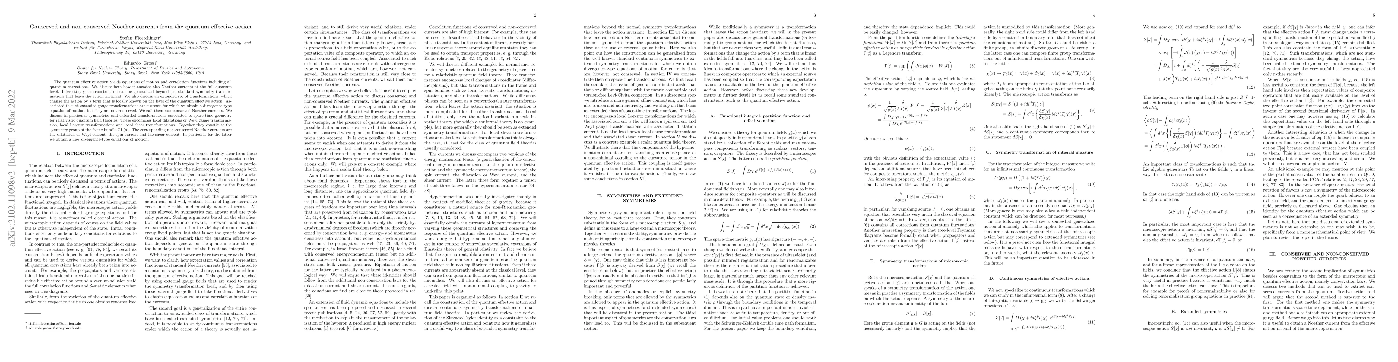 Thumbnail for Conserved and non-conserved Noether currents from the quantum effective
  action